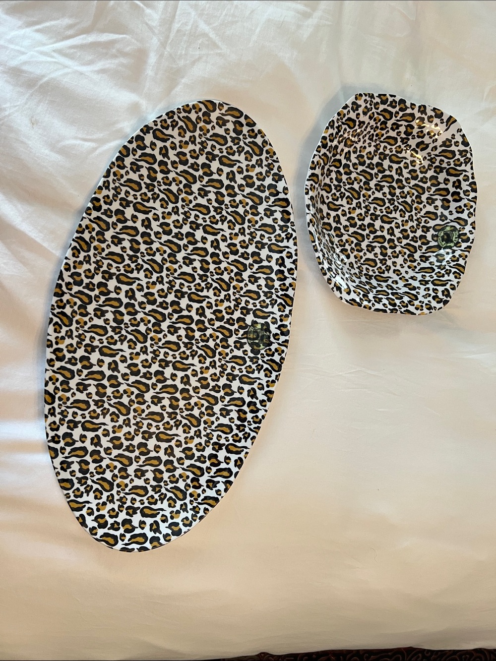 Leopard Print Serving Tray & bowl Melamine - Set of 2